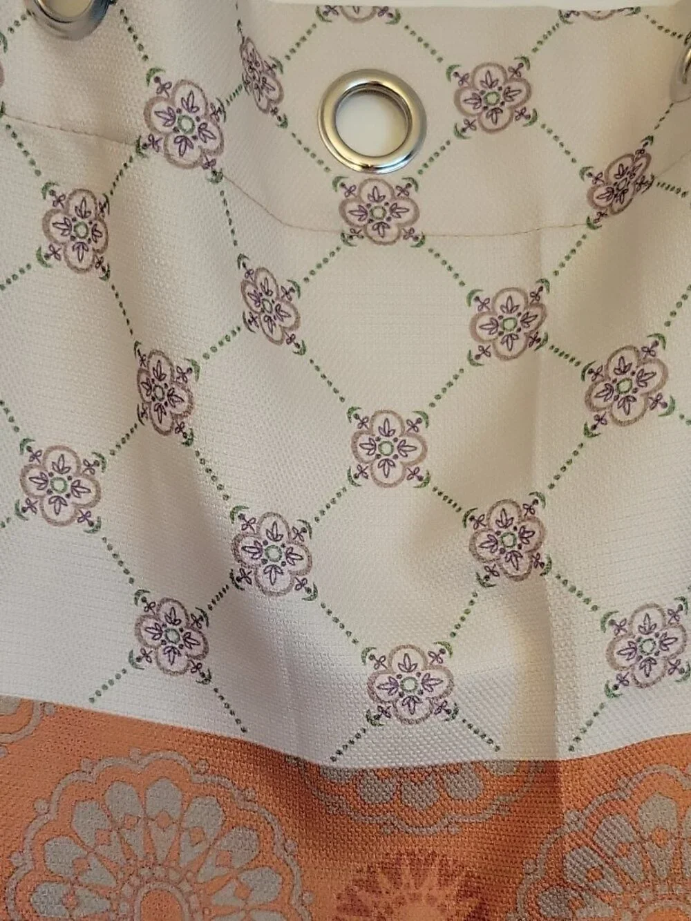 Polyester Floral Valance w/ Metal Grommets White Orange Purple Green Gray, (3)